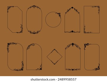 Set of frames and vintage, decorative ornaments, vector antique illustration.