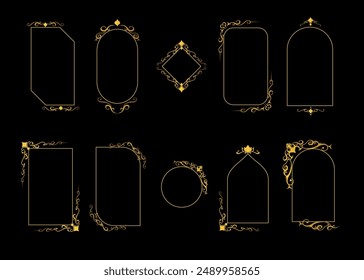 Set of frames and vintage, decorative ornaments, vector antique illustration.