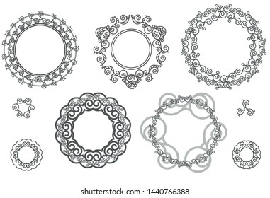 Set of frames, vintage line art for your design.