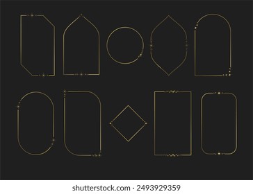 Set of frames and vintage, star ornaments, vector antique illustration