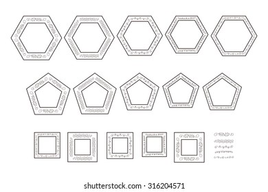 Set of frames in vintage style with ornate