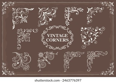 Set of frames in vintage style. Vector illustration.