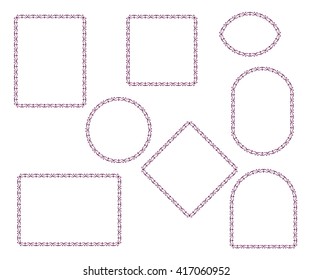 Set frames .Vintage vector.Well built for easy editing. Purple on a white background.