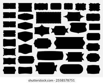 Set of frames: white, black, white outline, black outline. Background, border, design, picture, element, frame, geometric, graphic, icon, illustration, isolated, label
