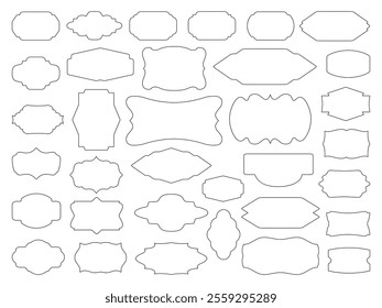 Set of frames: white, black, white outline, black outline. Background, border, design, picture, element, frame, geometric, graphic, icon, illustration, isolated, label