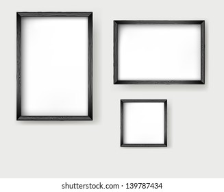 Set frames wooden isolated on white