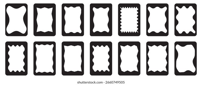 Set of frames with zigzag edge, Rectangle shape frame with zigzag edge. Zig zag wavy edge rectangle frame or border shapes set. Vector illustration. EPS 10