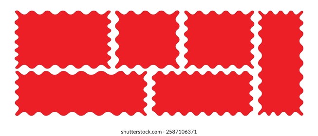 Set of frames with zigzag edge, scallop edge shape. Rectangle shape frame with zigzag edge. zigzag frame. Rectangle shape frame with zigzag edge. Vector illustration.