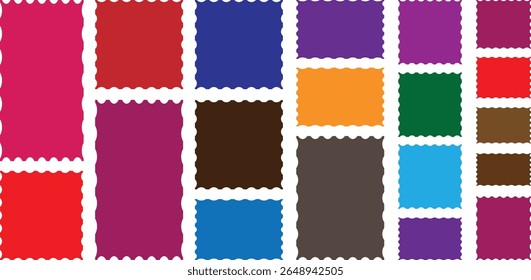 Conjunto de quadros com ziguezague Borda vermelha, forma de borda de vieira. Quadro de forma de retângulo com borda em ziguezague. quadro em ziguezague.quadro Forma quadrada. Vários com formas de aresta de vieira	

