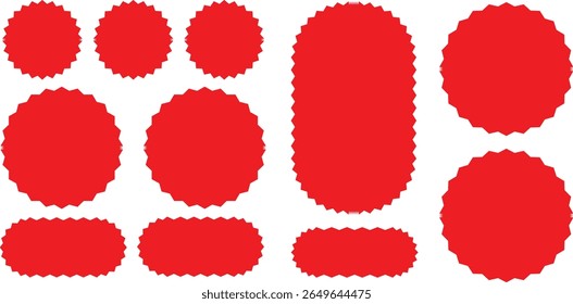 Set of frames with zigzag Red edge, scallop edge shape. Rectangle shape frame with zigzag edge. zigzag frame.frame Square shape. Various with scallop edge shape