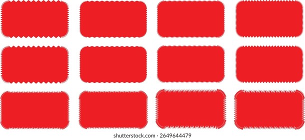 Set of frames with zigzag Red edge, scallop edge shape. Rectangle shape frame with zigzag edge. zigzag frame.frame Square shape. Various with scallop edge shape