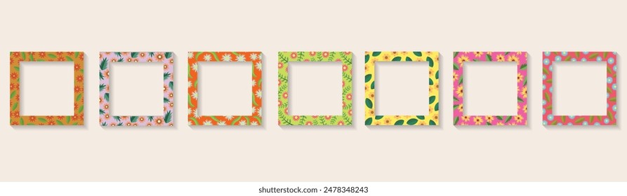 set of frames,borders,with floral motifs in vector