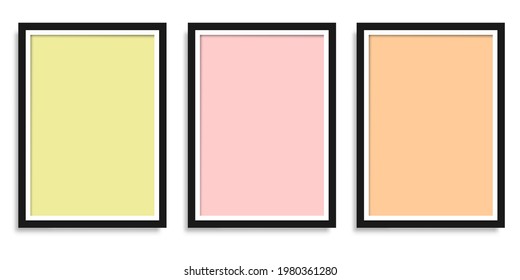 Set of frames.Picture gallery with empty template.Pastel colors for design.Vector illustration.