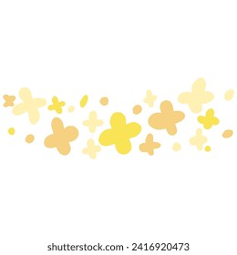 Set of frame-style illustrations of simply deformed spring-like rape blossoms