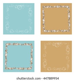 Set in the framework of the summer sea style stylized bubbles and sea pebbles. Set of summer banner.Vector illustration. Summer sea concept. Marine design