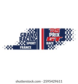 Set of France flag checkered patterns for racing decals and stickers