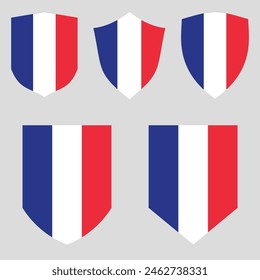 Conjunto de la bandera de Francia en el marco de la forma del escudo