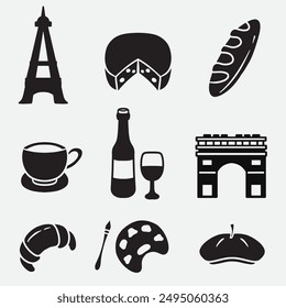 set of france good for icons, symbol, logo, element design, silhouette design, etc