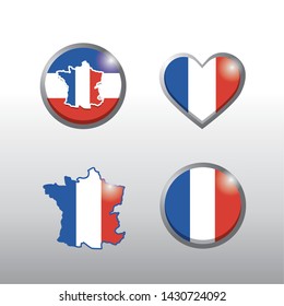 set of france map and flag emblem decoration