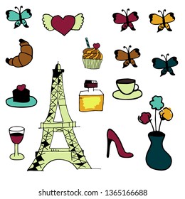 set with France symbols