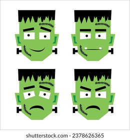 Set Frankenstein Cartoon Expression