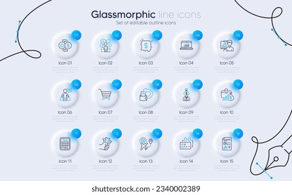 Set of Fraud, Cash back and Market sale line icons for web app. Manager, Online statistics, Flight sale icons. Report document, Difficult stress, Presentation board signs. Card. Vector