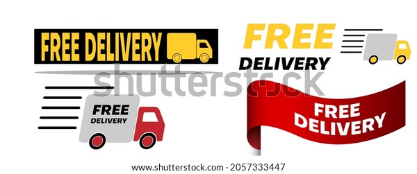 set of free delivery banner design for online\
shop promotion