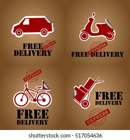Set of free delivery tags, Vector illustration