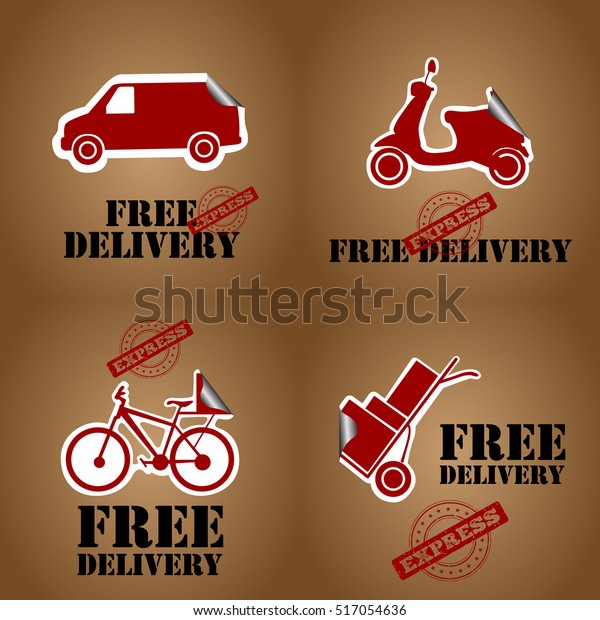 Set of free\
delivery tags, Vector\
illustration