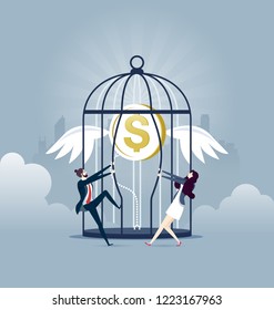 Set free money - Investment business Concept vector illustration