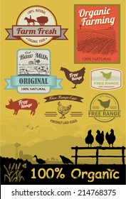 Set of free range and organic labels