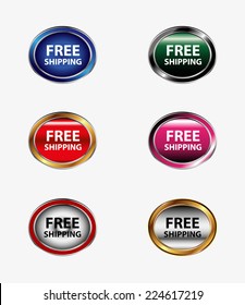 Set of free shipping icon button 