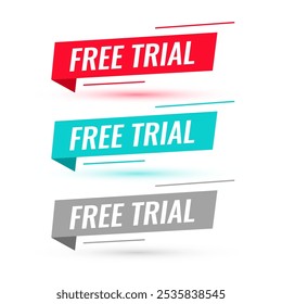 set of free trial offer ribbon background design vector