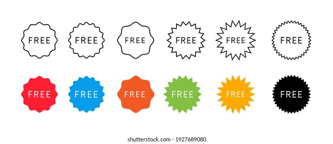 Set of Free vector icons. Gift label stickers collection. 