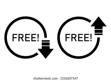 Set of Free web button sign, promotion design label icon, gratis business vector illustration .