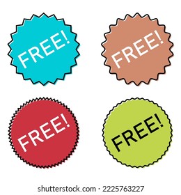 Set of Free web button sign, promotion design label icon, gratis business vector illustration .