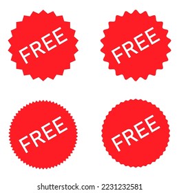 Set of Free web button sign, promotion design label icon, gratis business vector illustration .