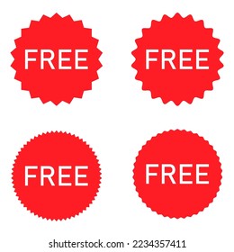 Set of Free web button sign, promotion design label icon, gratis business vector illustration .