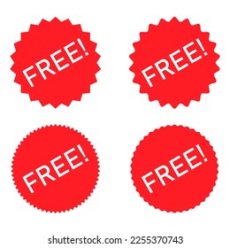 Set of Free web button sign, promotion design label icon, gratis business vector illustration .