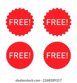 Set of Free web button sign, promotion design label icon, gratis business vector illustration .