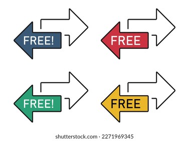 Set of Free web button sign, promotion design label icon, gratis business vector illustration .