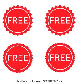 Set of Free web button sign, promotion design label icon, gratis business vector illustration .