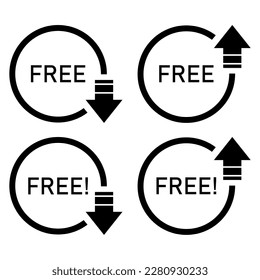 Set of Free web button sign, promotion design label icon, gratis business vector illustration .