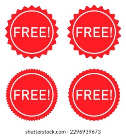 Set of Free web button sign, promotion design label icon, gratis business vector illustration .