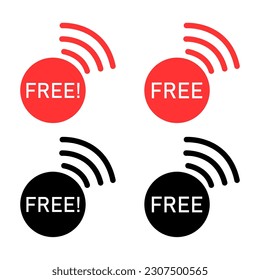 Set of Free web button sign, promotion design label icon, gratis business vector illustration .