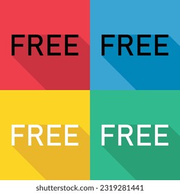 Set of Free web button sign, promotion design label icon, gratis business vector illustration .