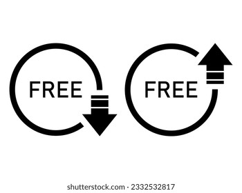 Set of Free web button sign, promotion design label icon, gratis business vector illustration .