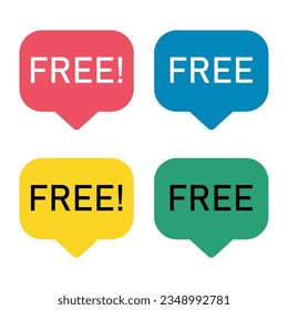 Set of Free web button sign, promotion design label icon, gratis business vector illustration .