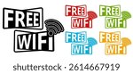 set free wifi icon sign. free internet connection pictogram logo design vector illustrations