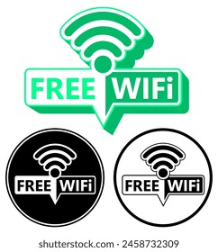 set free wifi icon sign. free internet connection pictogram logo design vector